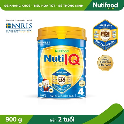 Sữa Bột Nuti IQ Gold STEP 4 900g_Đề kháng khỏe - tiêu hóa tốt - bé thông minh