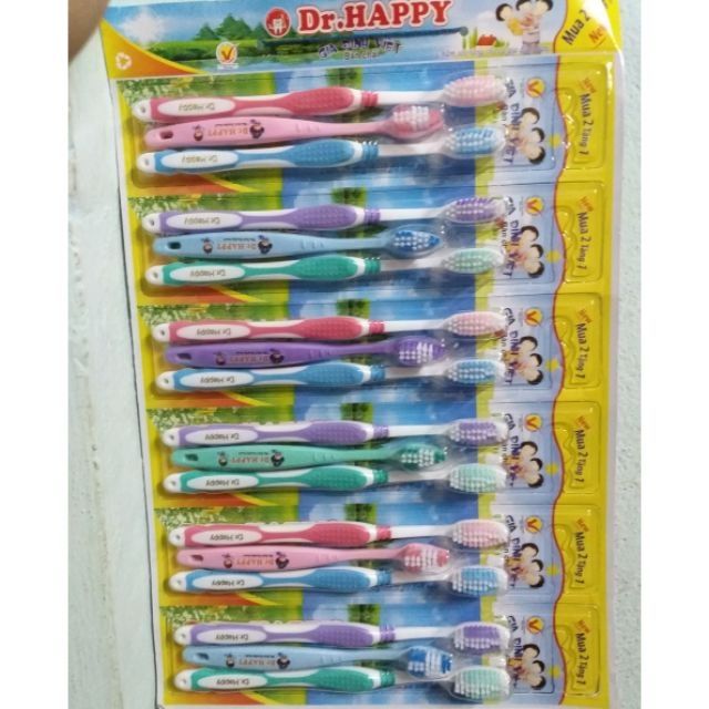 Sét 3 cây bàn chải đánh răng Dr.happy (2 lớn,1 nhỏ)