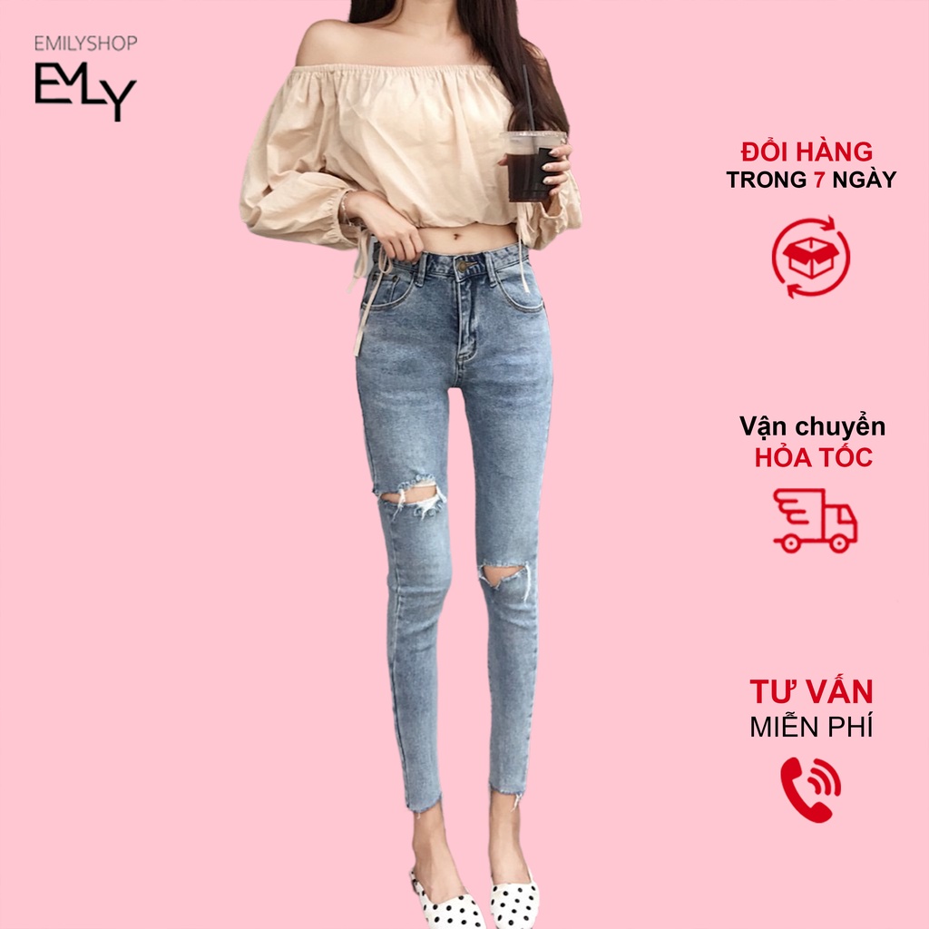 QUẦN JEANS BODY DÁNG ÔM KIỂU RÁCH HAI