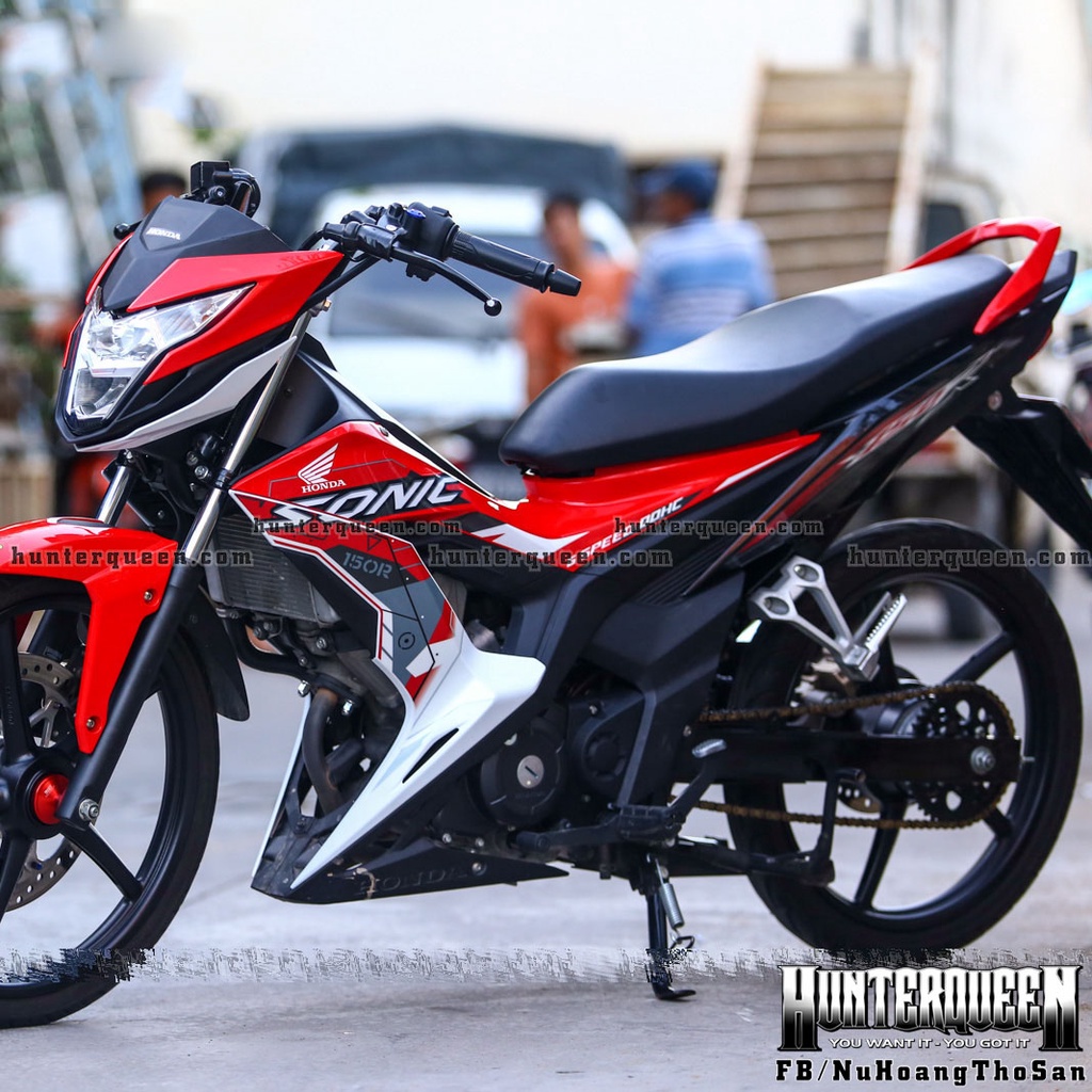 Tem rời in UV cao cấp. Dán xe Sonic 2019 đen trắng đỏ