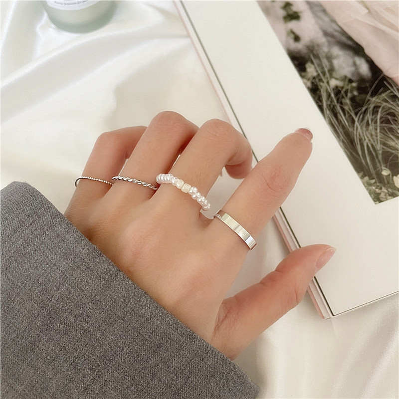 Bộ nhẫn thời trang đính ngọc trai nhân tạo sang trọng cho nữ