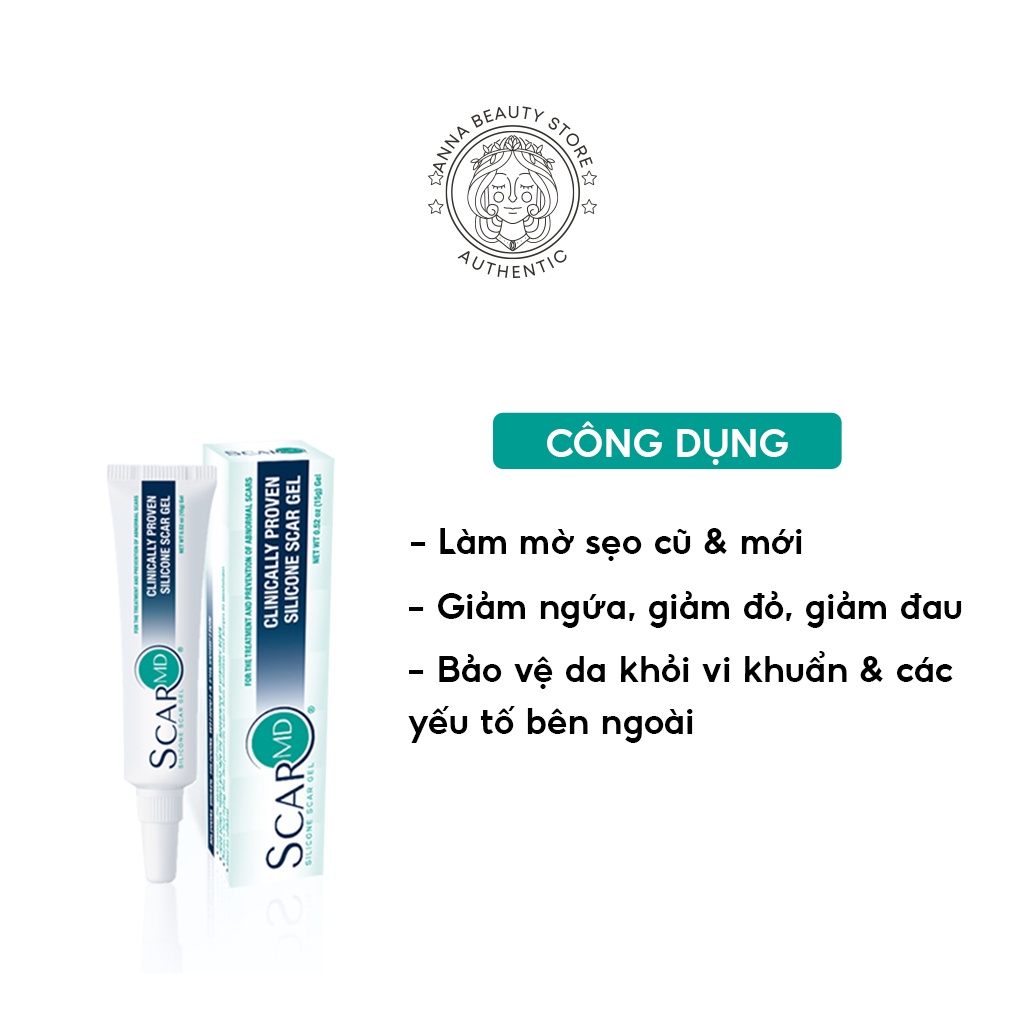 Gel ScarMD Silicone 6g x 15g - Kem Mờ Sẹo