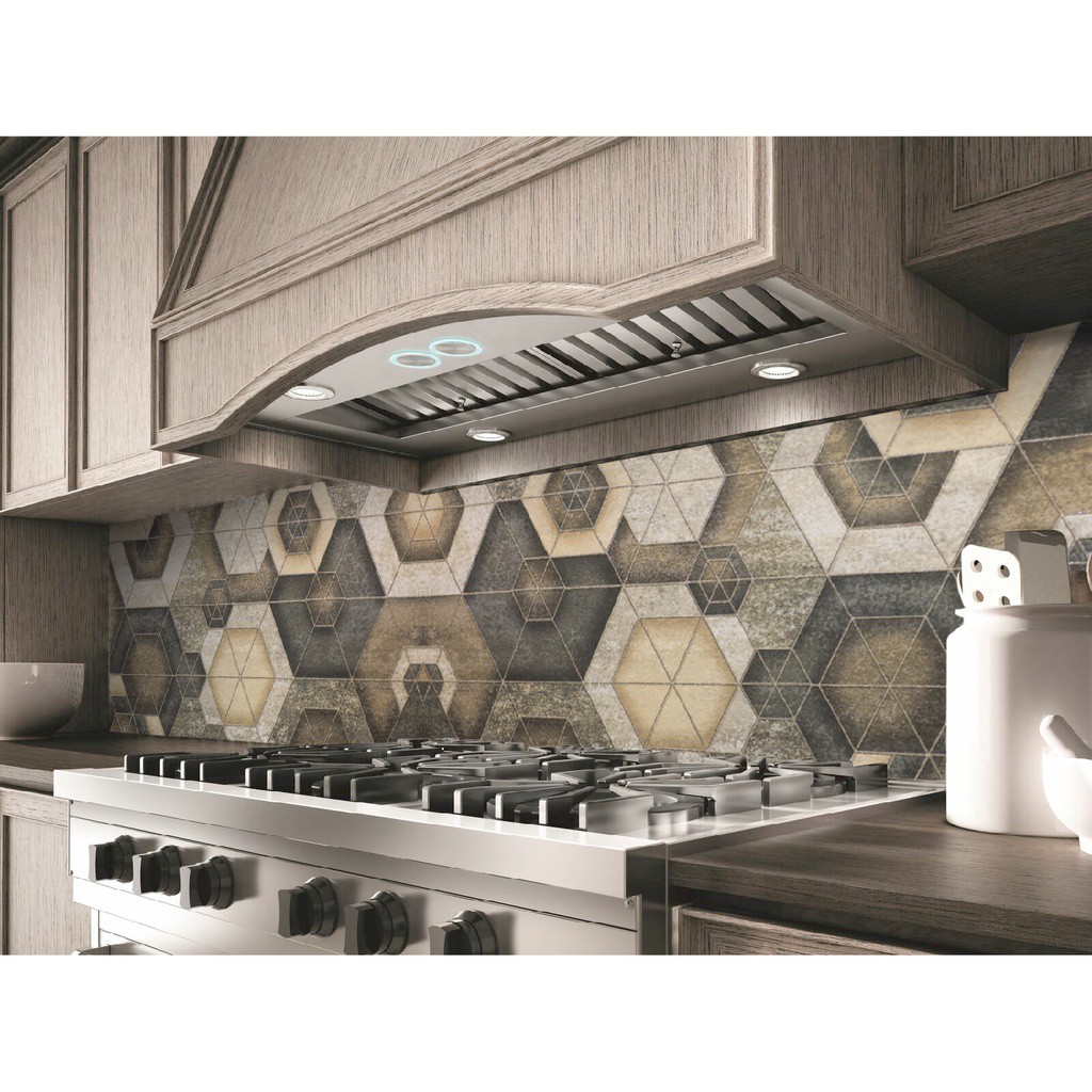 Giấy Decal Dán Bếp Chịu Nhiệt Chống Dầu Mỡ, Dễ Lau Chùi Họa Tiết Gạch Men Ốp Hoa Văn Cổ Điển kích thước 120x60cm DDB-047