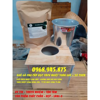 [COMBO] Bộ ghế Gỗ cao cấp xông vùng kín bọc cách nhiệt + xô + Thảo dược xông