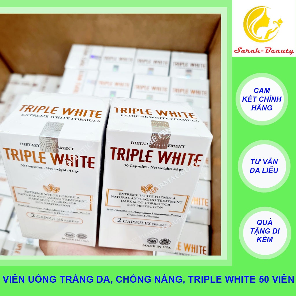 CHÍNH HÃNG Viên uống trắng da, chống nắng, ngừa nám Triple White hộp 50