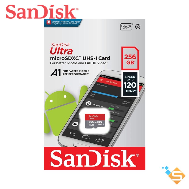 Thẻ Nhớ SanDisk Ultra A1 MicroSDXC 256GB 128GB Class 10 UHS-I 120MB/s -Bảo Hành Chính Hãng 5 Năm