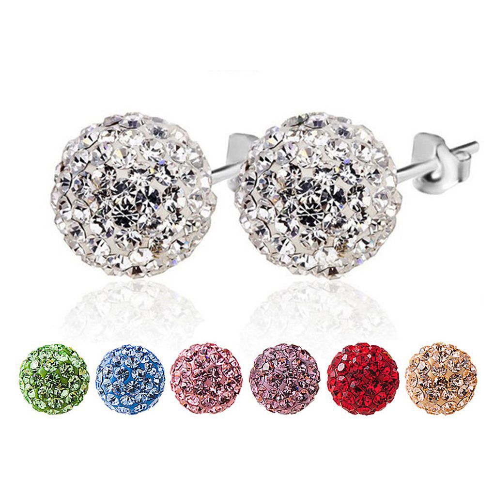 1 Đôi Bông Tai Bạc Hình Học Đính Đá Kiểu Hàn Quốc Cho Nữ