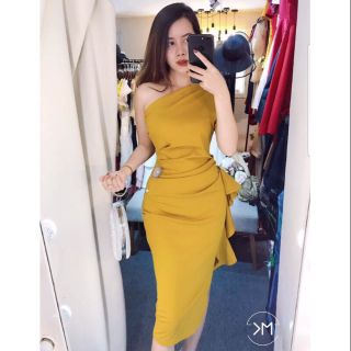 🔥[XẢ KHO]🔥Đầm body lệch vai bèo eo kèm phụ kiện + Ảnh thật