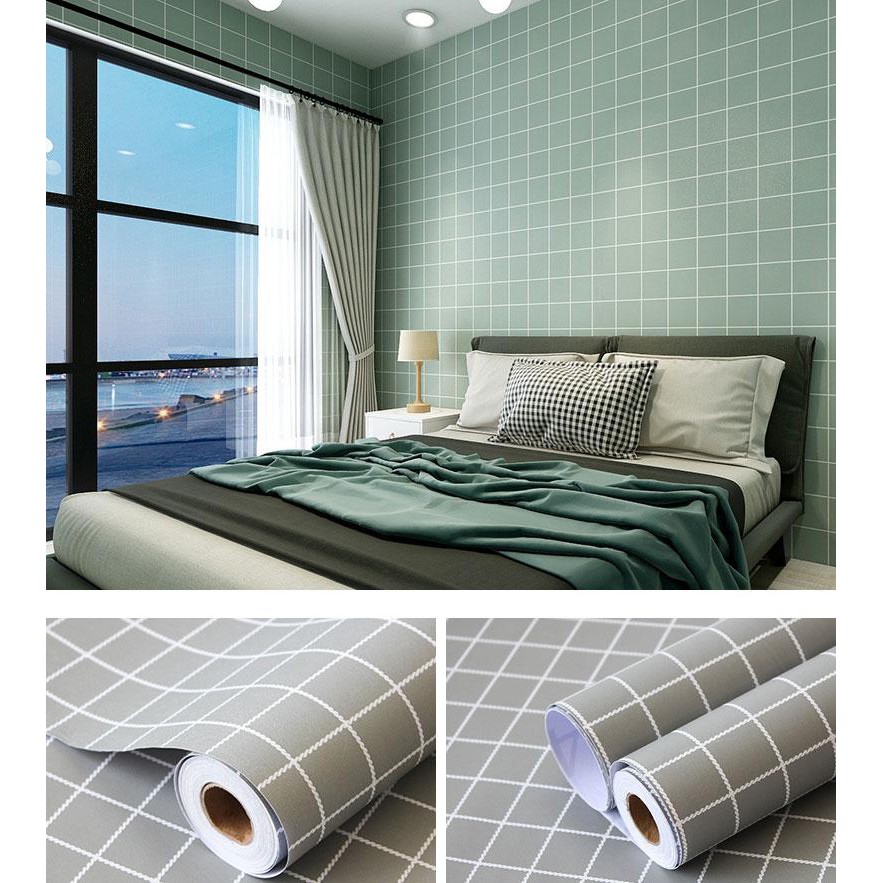 Giấy dán tường kẻ ô phong cách sang trọng Hàn Quốc Khổ 5M HPMWallpaper