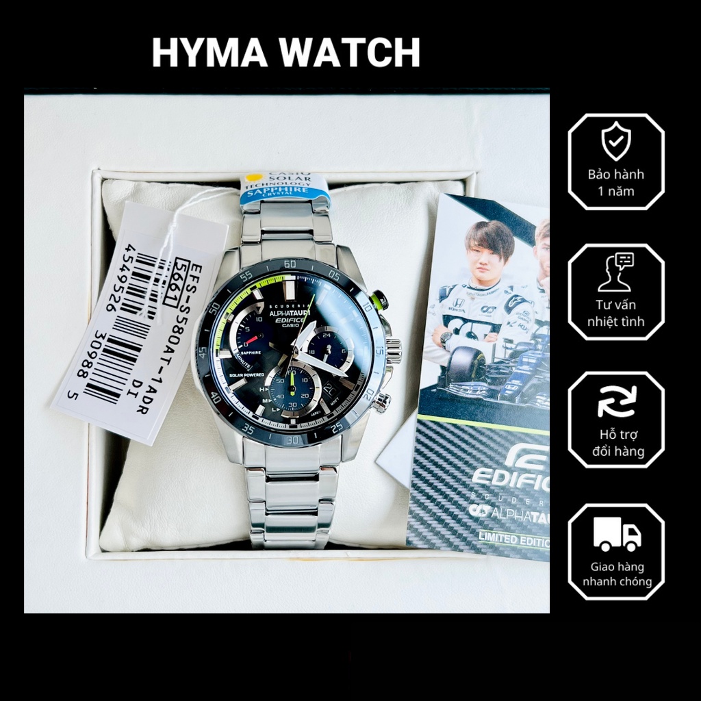 Đồng hồ nam Casio Edifice Limited EFS-S580AT-1A Dây thép - Kính Sapphire - Pin năng lượng Bảo hành 5 năm Hyma watch