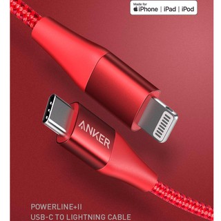 Cáp Sạc nhanh dây Dù Anker PowerLine+ II 1.8m UsbC To Lightning - Có Hộp (Chính hãng )