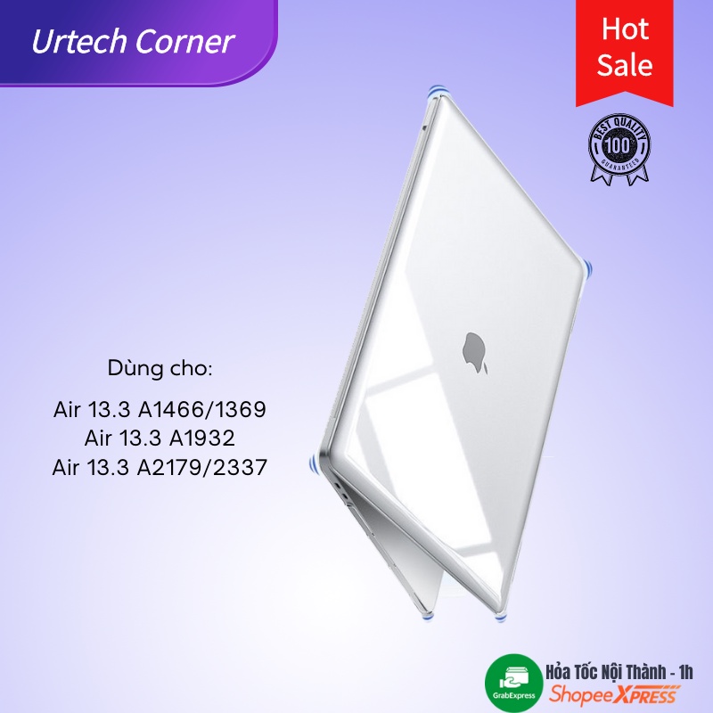 Case Macbook ốp hai mặt trong suốt Urtechcorner dành cho Mac Air 13.3 inch A1466/A1369/A1932/A2179/A2337