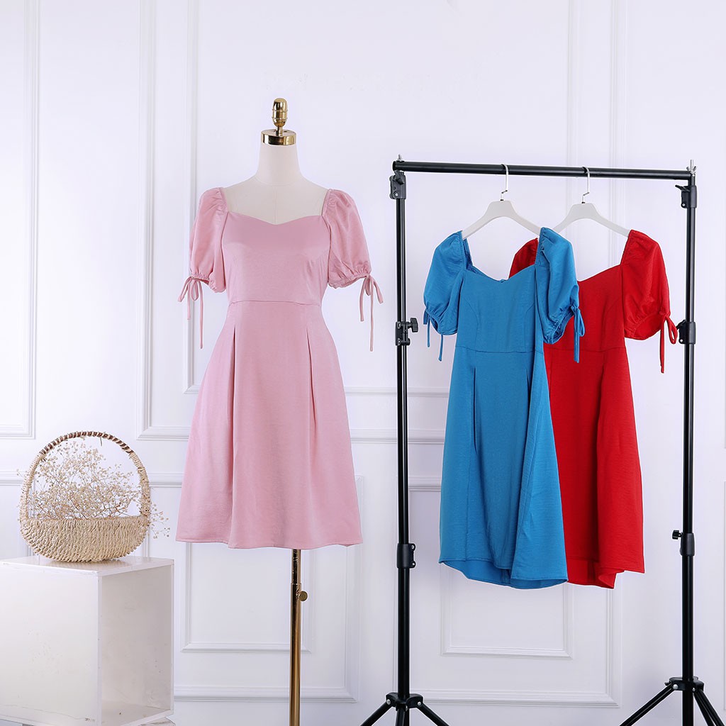Đầm nữ cổ vuông , tay bồng nhún thiết kế cao cấp TK FASHION DK868