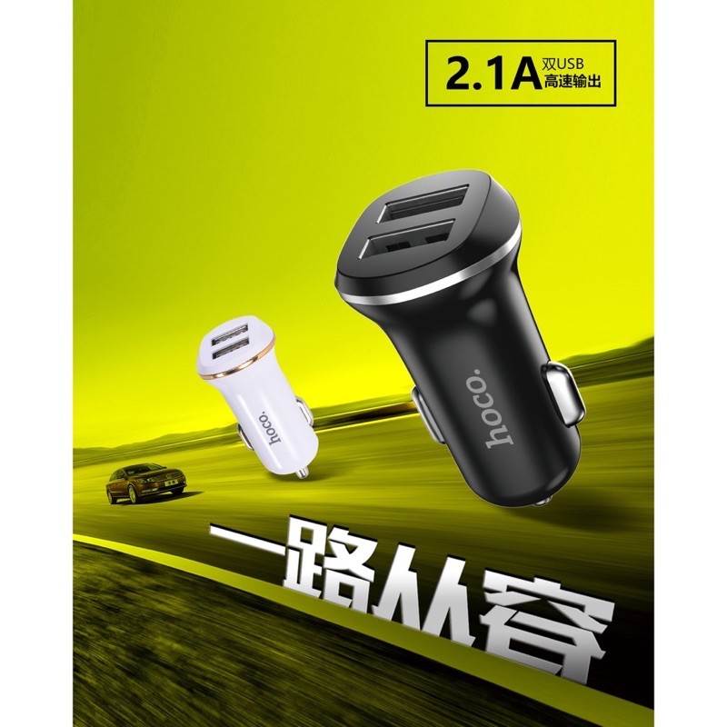 Cốc Sạc hoco-Tẩu sạc nhanh Ôtô Z1 Hai Cổng USB Dành Cho iPhone 11 XR X XS Max 6 7 8 Oppo Huawei Dùng Trong Xe Hơi