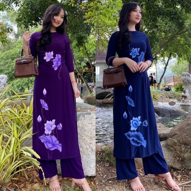 ĐỒ LAM ĐI CHÙA # THUN ÁO DÀI SEN VẼ