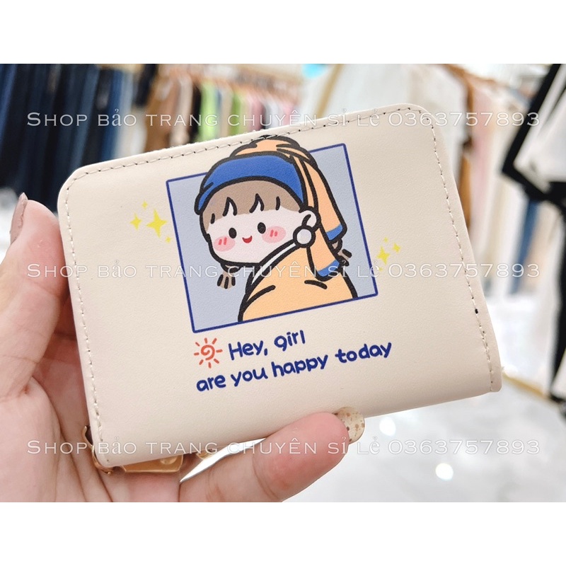 Ví nữ ngắn đẹp cầm tay mini nhỏ gọn bỏ túi nhiều ngăn dễ thương (toàn bộ ảnh thật)