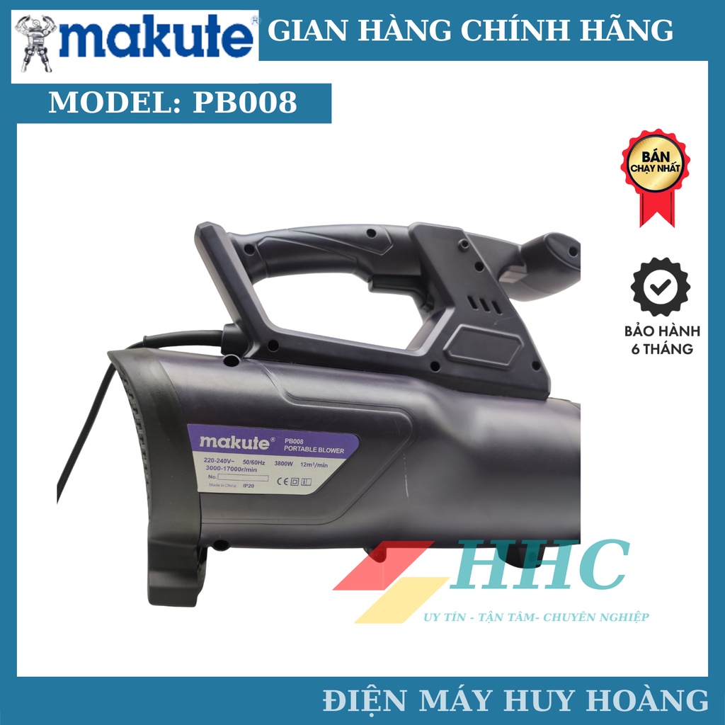 Máy thổi lá cây - Thổi bụi công nghiệp công suất 3800W dùng điện Makute PB008