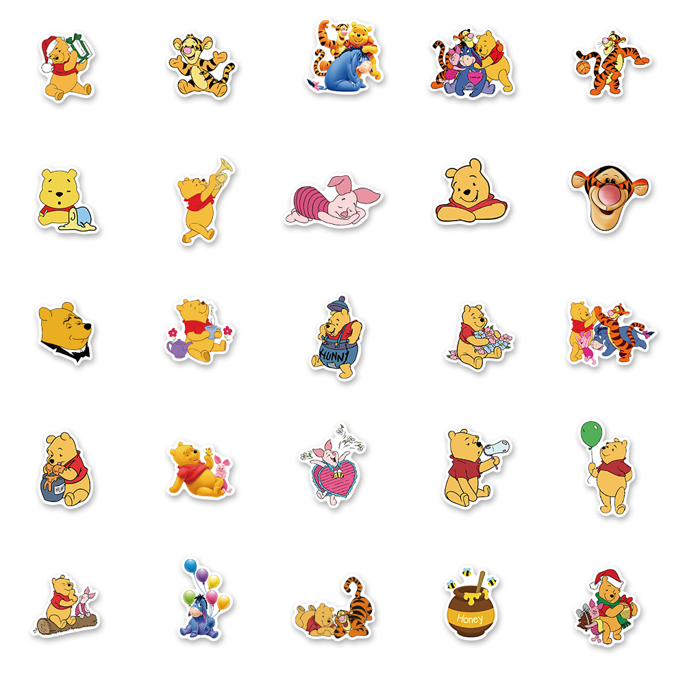 Set 50 hình dán Graffiti phong cách hoạt hình Winnie the Pooh dễ thương