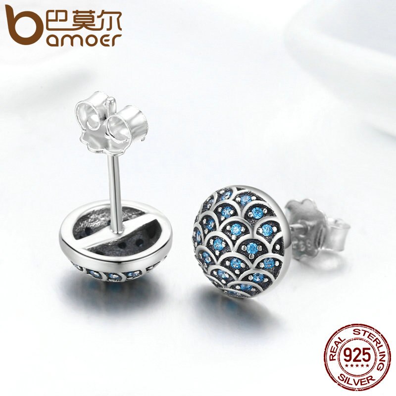 Đôi Bông Tai BAMOER SCE239 100% Bằng Bạc 925 Phong Cách Biển Huyền Thoại Dành Cho Nữ