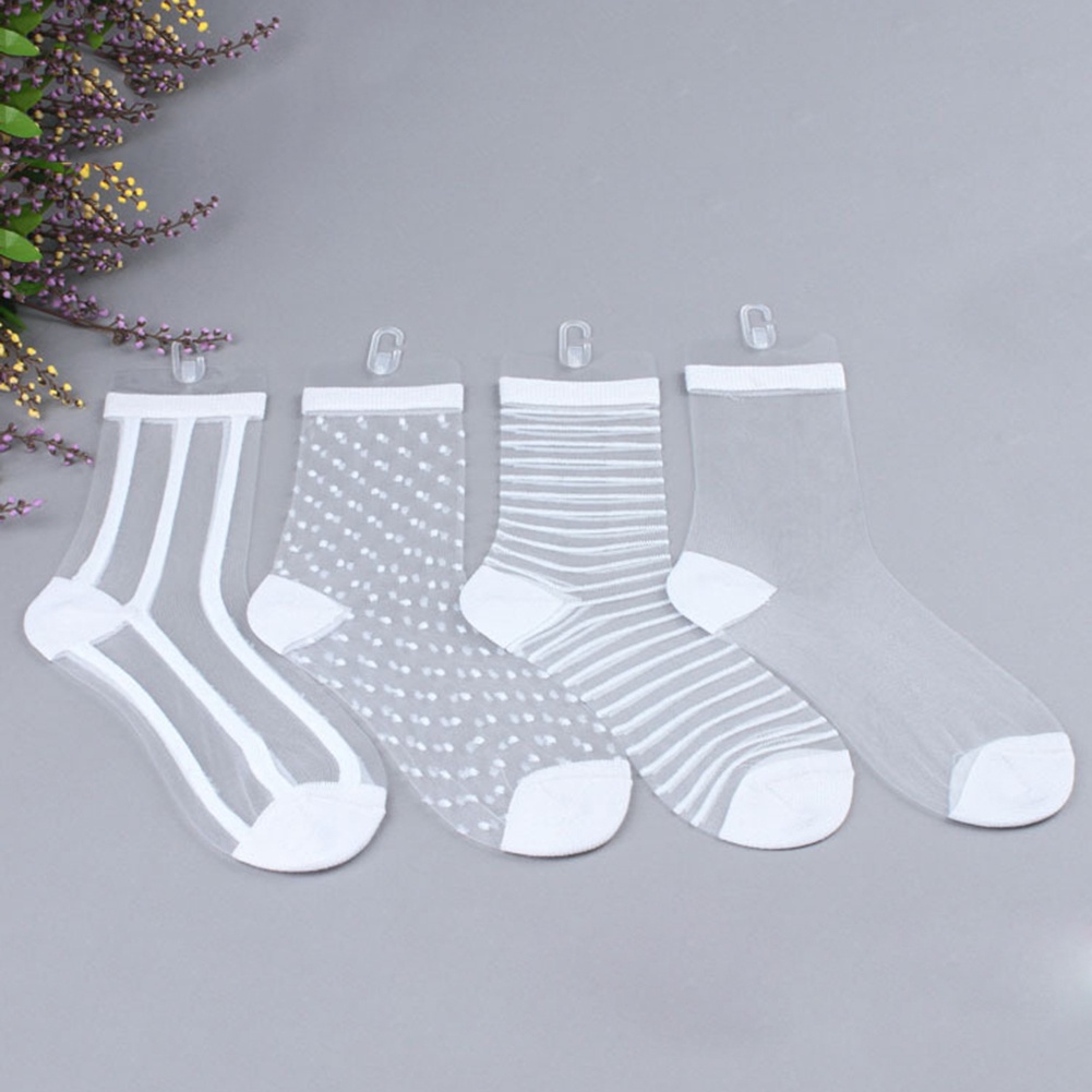 Vớ Cổ Cao Qua Mắt Cá Chân Trong Suốt Siêu Mỏng Phối Nơ Họa Tiết Chấm Bi Cho Nữ