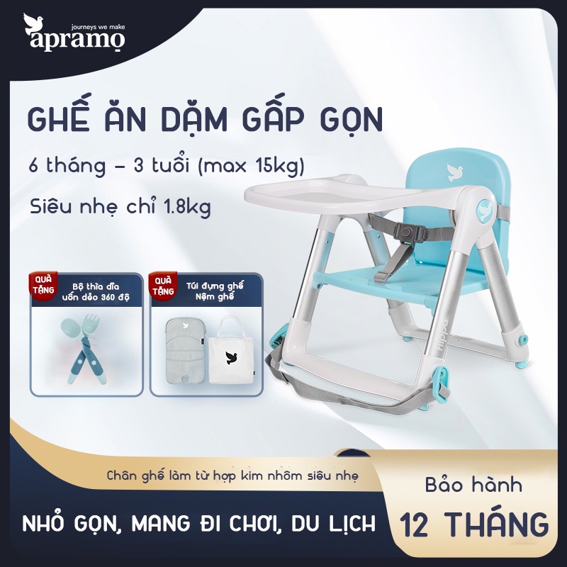 Ghế ăn dặm cho bé gấp gọn siêu nhẹ Apramo Flippa Dining Booster cho bé từ 6 tháng đến 3 tuổi có thể đi du lịch