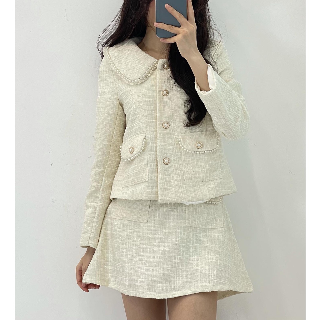 (FREESHIP) Set dạ viền cúc ngọc hàng quảng châu Miho house