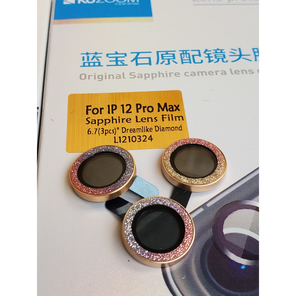 TITAN NHŨ - Bộ 3 mắt dán bảo vệ camera Iphone 11/11promax/12/12 Pro/12 Pro max Titan nhũ siêu đẹp chính hãng KUZOOM