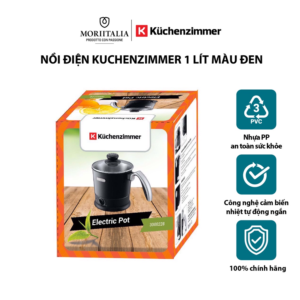 [Mã BMBAU300 giảm 7% đơn 499K] Nồi điện Kuchenzimmer siêu tốc đa năng tiết kiệm điện Moriitalia 3000228