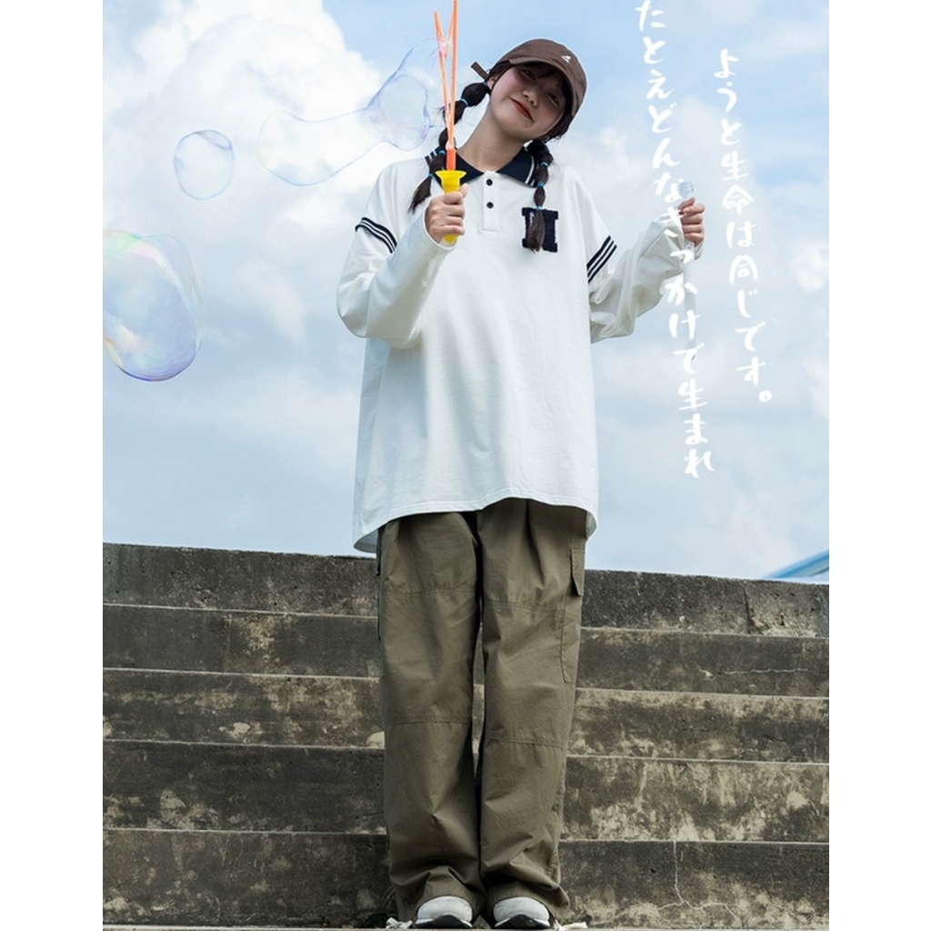 Áo polo dài tay MEANSTORE phông Unisex nam nữ tee oversize form rộng pull Ulzzang Hàn Quốc vải mềm