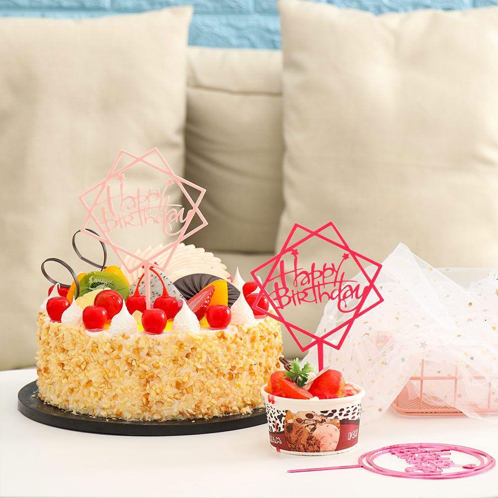Set 10 Topper Trang Trí Bánh Kem Chữ Happy Birthday Bằng Acrylic Hai Mặt