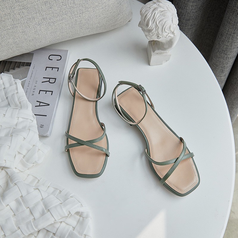 Sandal cao gót nữ 2 phân đế vuông quai chéo Giày cao gót nữ Hàn Quốc cao cấp G04
