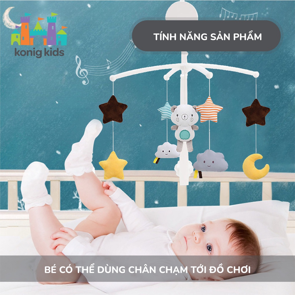 Đồ chơi treo nôi cũi phát nhạc, xoay 360 độ Konig Kids 1021-KK-63605A, nhạc trắng ru ngủ cho con yêu ngon giấc.