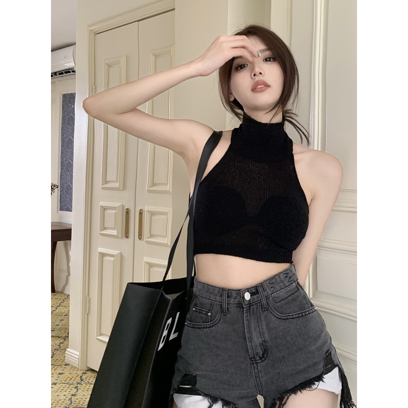 Áo Thun Cổ Tròn Hở Lưng Phong Cách Hàn Quốc Quyến Rũ Thời Trang Cho Nữ