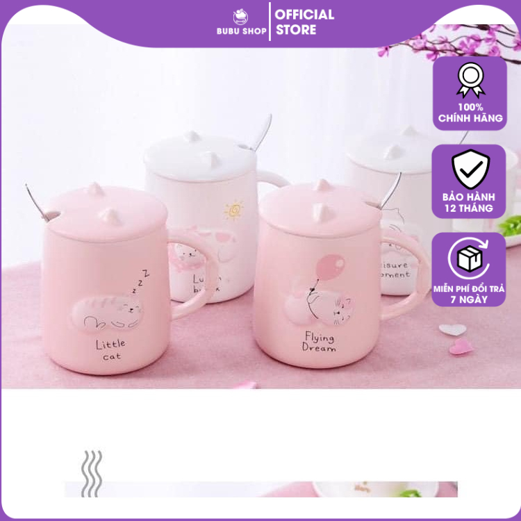 Ly sứ giữ nhiệt hình con mèo Minigood LY0009