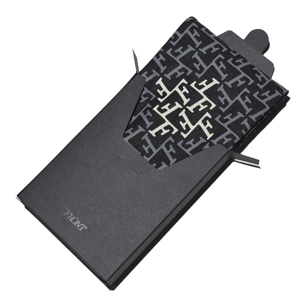 FRONT The Pawn F Abundant Square Scarf D922 - BLACK ♟ Khăn FRONT chất liệu Linen màu đen họa tiết