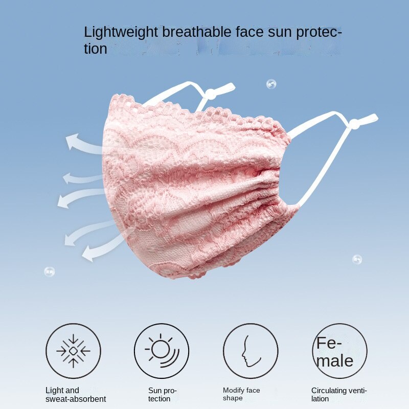 Khẩu Trang Hai Lớp Phối Ren Mỏng Thoáng Khí Thời Trang Mùa Hè Cho Nữ