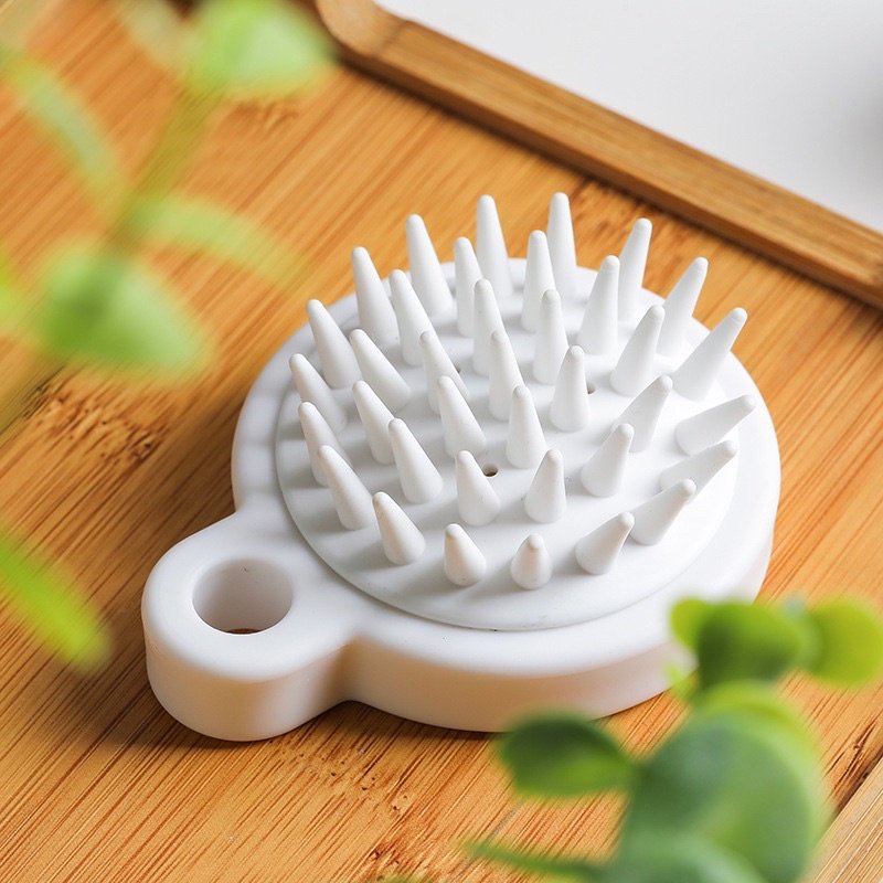 Bàn Chải Gội Đầu Silicon Mềm Giúp Thư Giãn Da Đầu - Lược Gội Đầu Hình Tròn Nhỏ Gọn