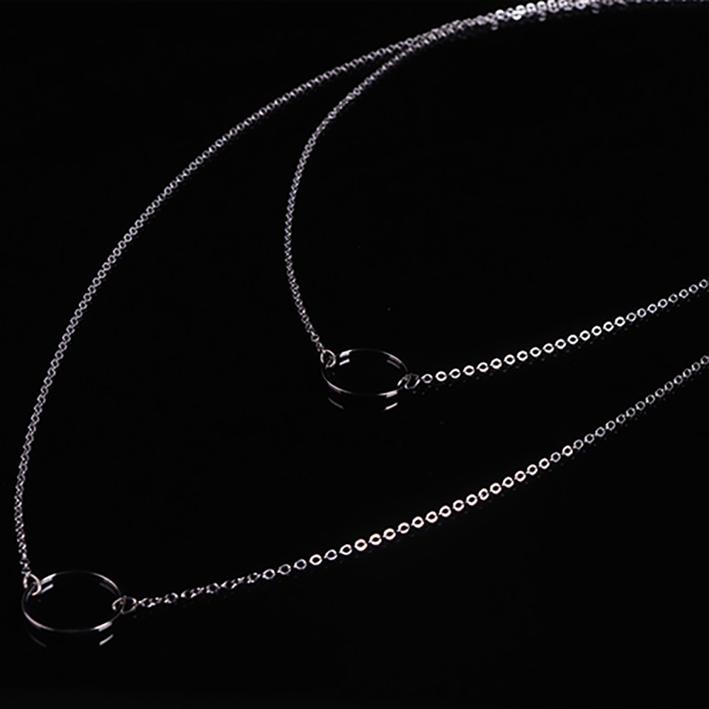 Dây chuyền 2 tầng hợp kim mạ bạc/vàng họa tiết hình tròn thanh lịch quyến rũ dành cho nữ