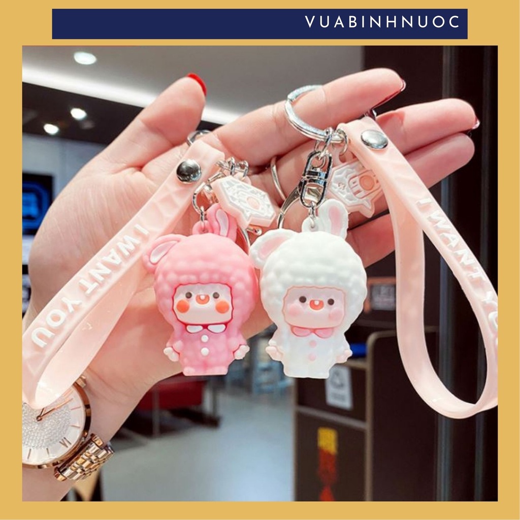 Móc khóa cừu dễ thương, móc khóa nhựa đúc cute - vuabinhnuoc