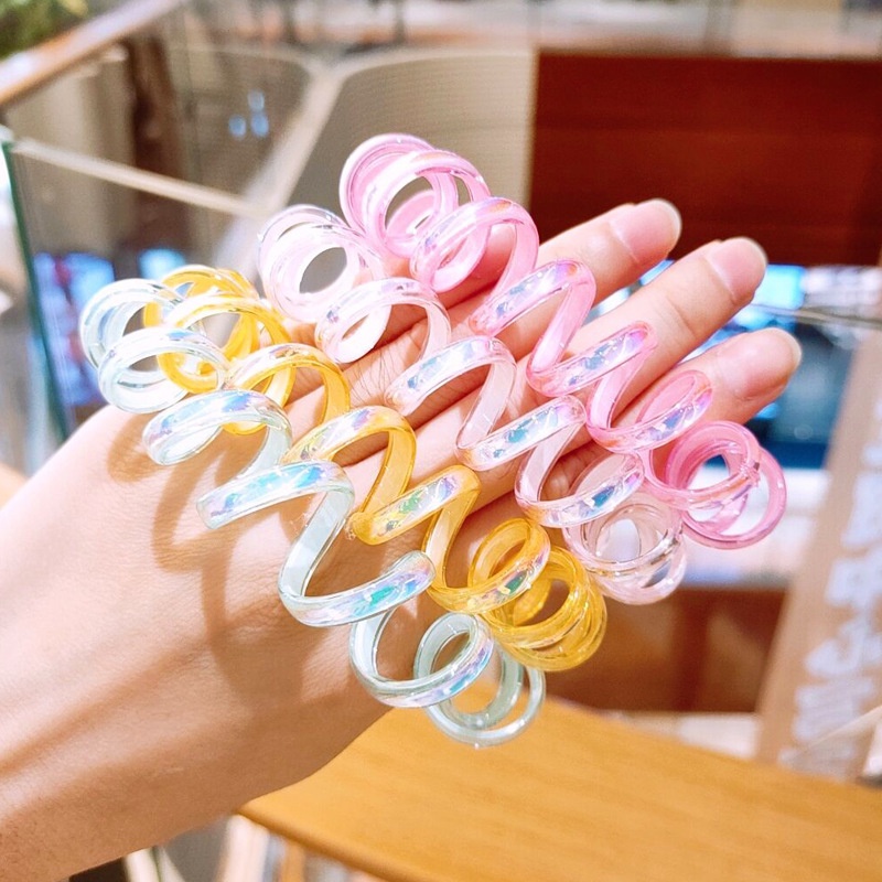Dây Buộc Tóc Co Giãn Chất Liệu Nhựa Hình Xoắn Ốc Phong Cách Hàn Quốc Cho Nữ