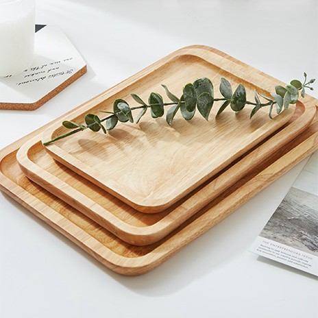 Khay gỗ chữ nhật THE BAMBOO cách nhiệt chống dính trang trí gỗ cao su Nhật Bản | BigBuy360 - bigbuy360.vn
