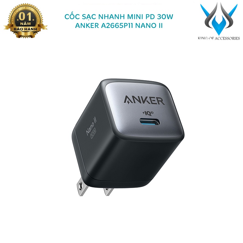 Cốc sạc nhanh 30W Anker A2663P11 Nano II thiết kế nhỏ gọn (Đen) Phụ kiện 1986
