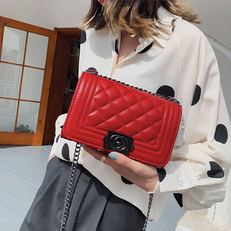 Túi đeo chéo IELGY phối dây xích phong cách retro thời trang cho nữ