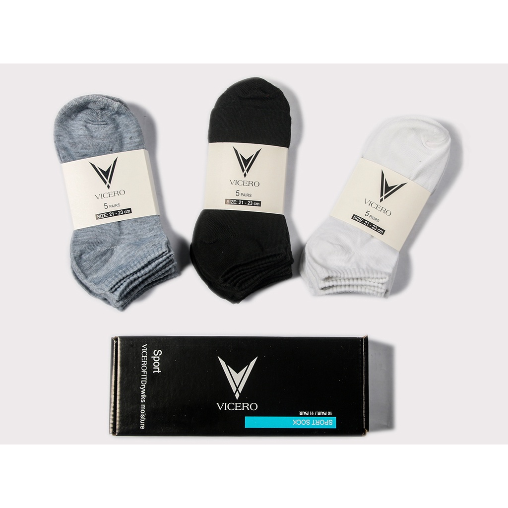 Combo 5 Đôi Tất Trơn Vicero Chống Mùi Kháng Khuẩn - Freesize Nam