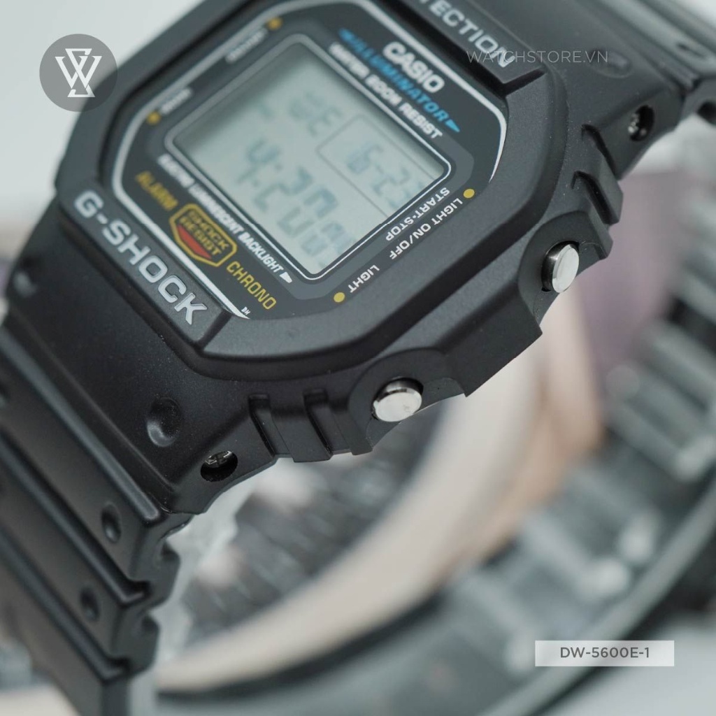 Đồng Hồ Điện Tử Nam Casio G-Shock WATCHSTORE DW-5600E-1VDF, Mặt Kính Khoáng 43mm, Dây Nhựa, Vỏ Nhựa Cao Cấp