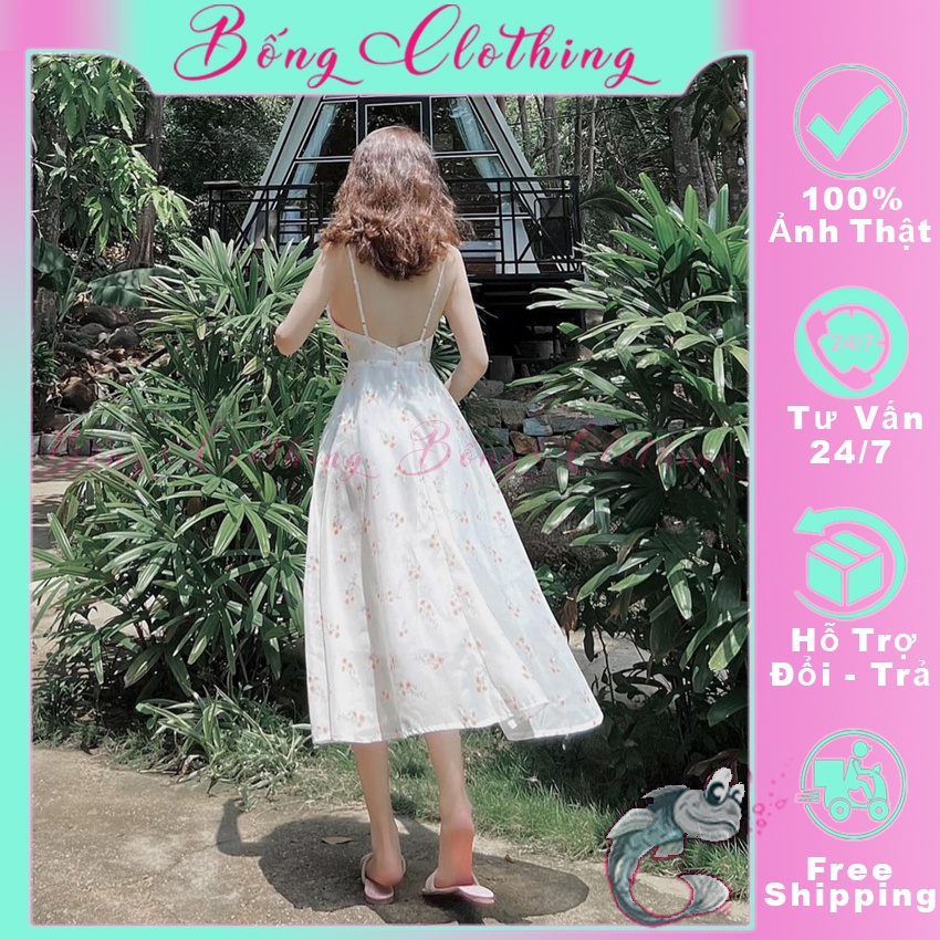 Váy 2 dây hoa tơ kèm mút ngực