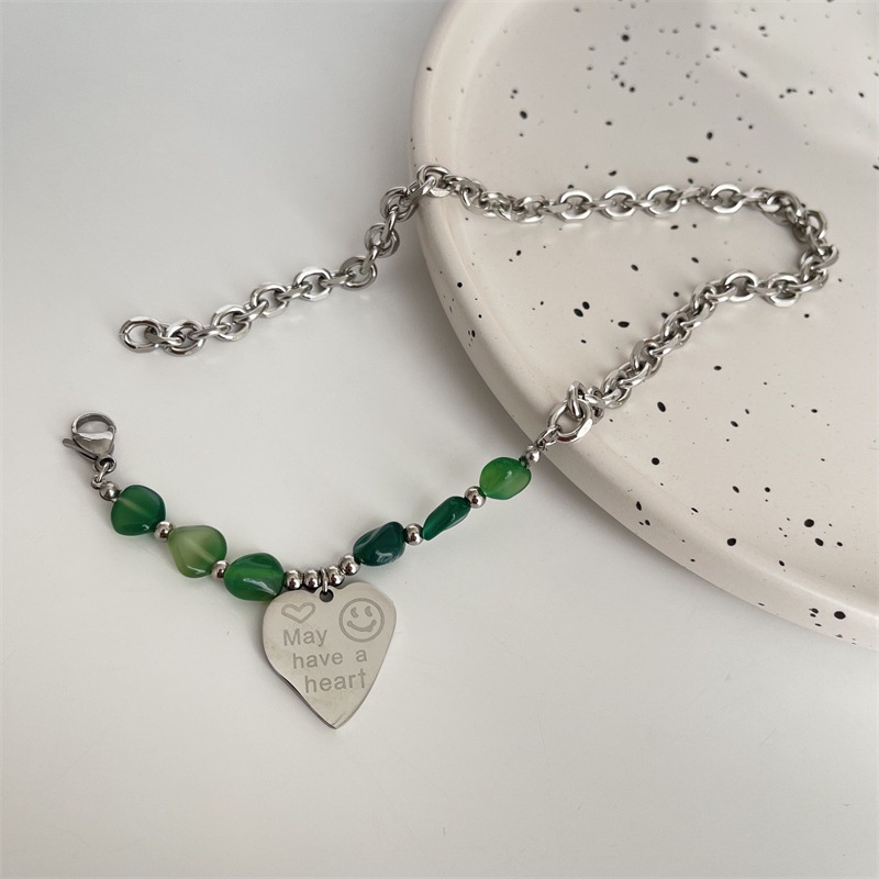 Dây Chuyền Thép Titan Mặt Thẻ Chữ Love Đính Đá Tự Nhiên 19A1299