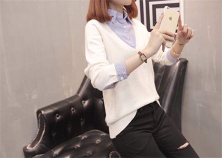 bán sỉ áo len phối cổ sơ mi