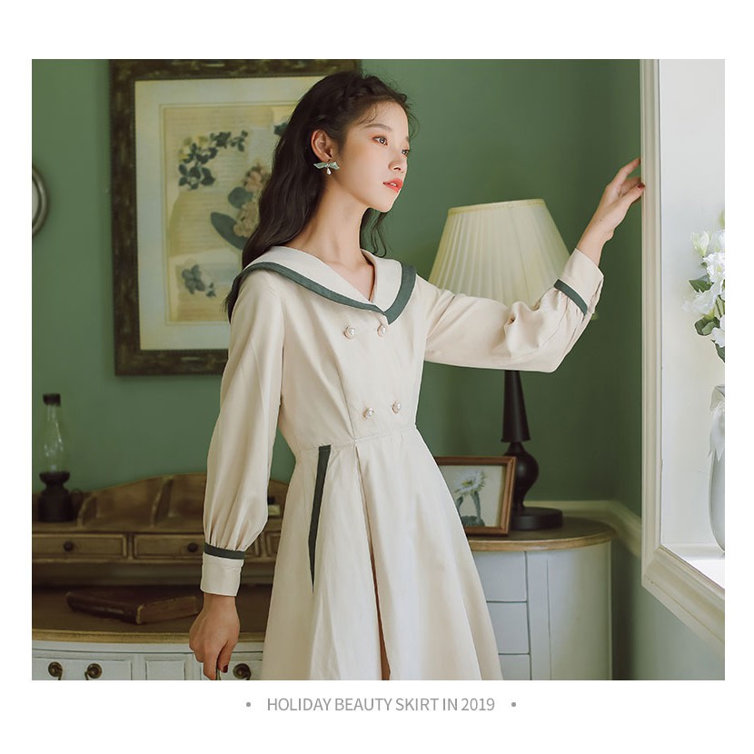 Váy liền dáng dài tiểu thư Ulzzang - A549