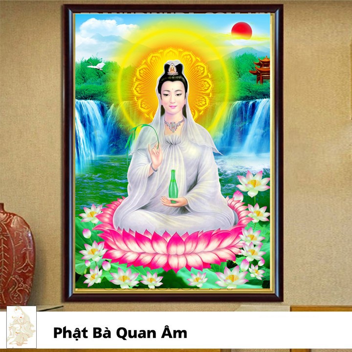 Phật Quan Âm Bồ Tát - VS472 - 70x53cm - tranh đính đá giá rẻ - VS472